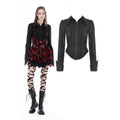 Women's Gothic Turn-down Collar Ruffled Shirt Black