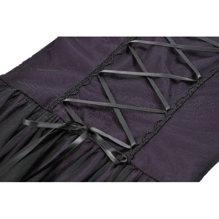 Women's Gothic Violet Square-cut Collar Flared Sleeved Maxi Dress
