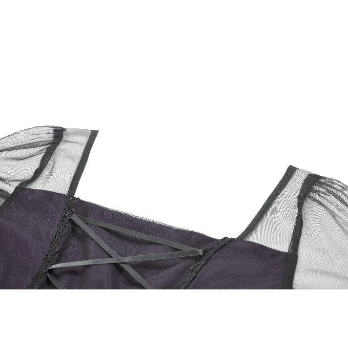 Women's Gothic Violet Square-cut Collar Flared Sleeved Maxi Dress