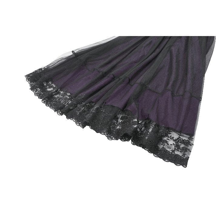 Women's Gothic Violet Square-cut Collar Flared Sleeved Maxi Dress