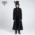 Men's Gothic Lapel Collar Embroidered Velvet Coat Black