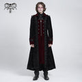 Men's Gothic Lapel Collar Embroidered Velvet Coat Red