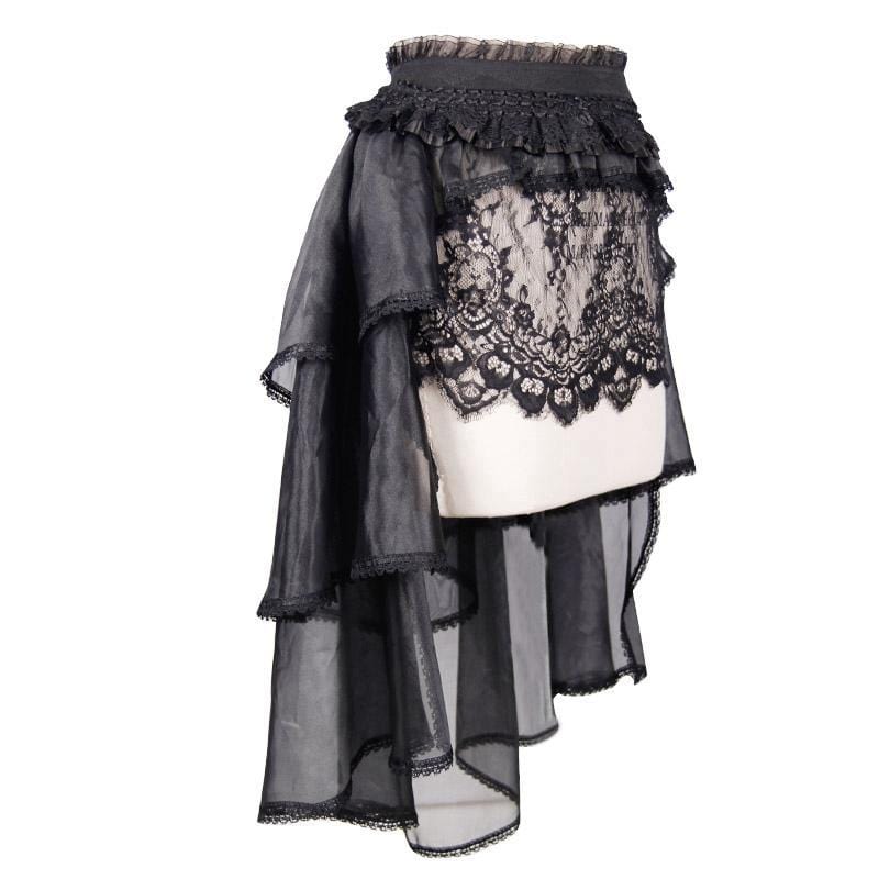 Women's Asymmetric Lace and Net Goth Skirt
