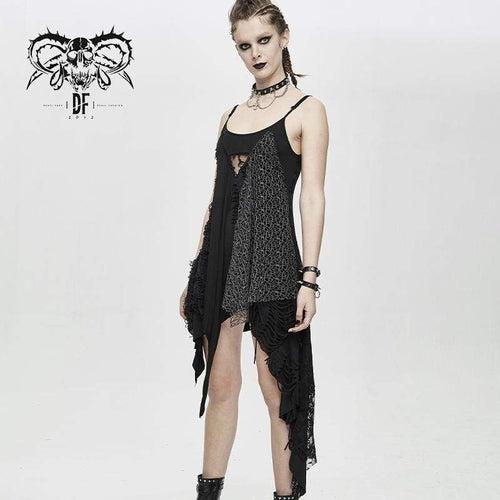Women's Asymmetric Spliced Ripped Stripe Dresses