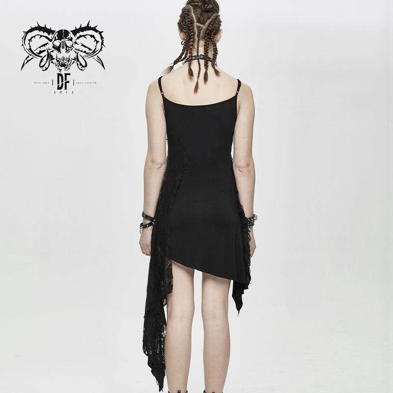 Women's Asymmetric Spliced Ripped Stripe Dresses