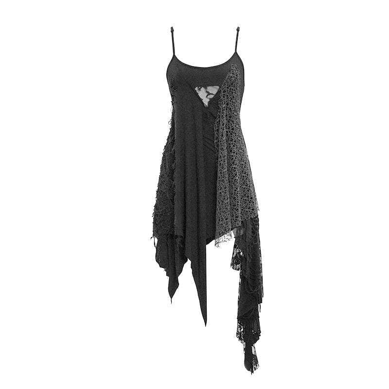 Women's Asymmetric Spliced Ripped Stripe Dresses