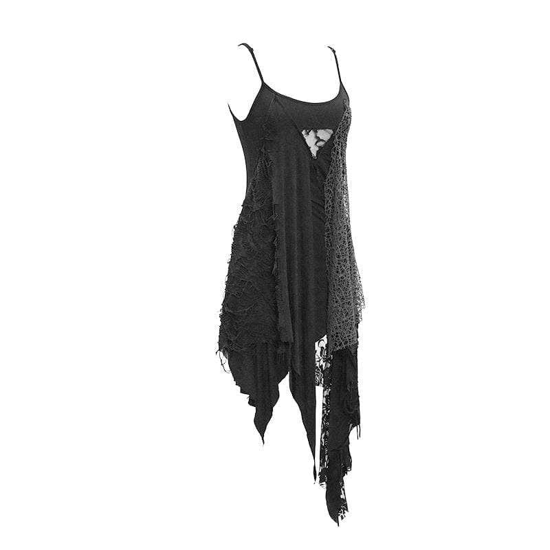Women's Asymmetric Spliced Ripped Stripe Dresses