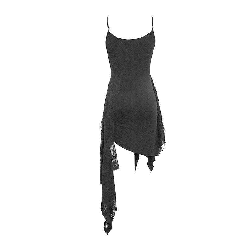 Women's Asymmetric Spliced Ripped Stripe Dresses