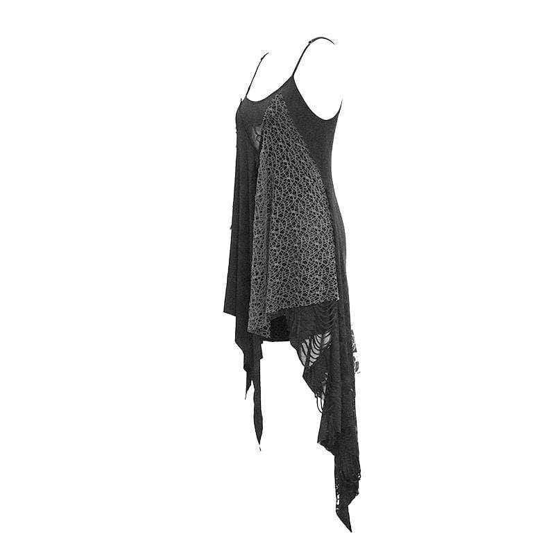 Women's Asymmetric Spliced Ripped Stripe Dresses
