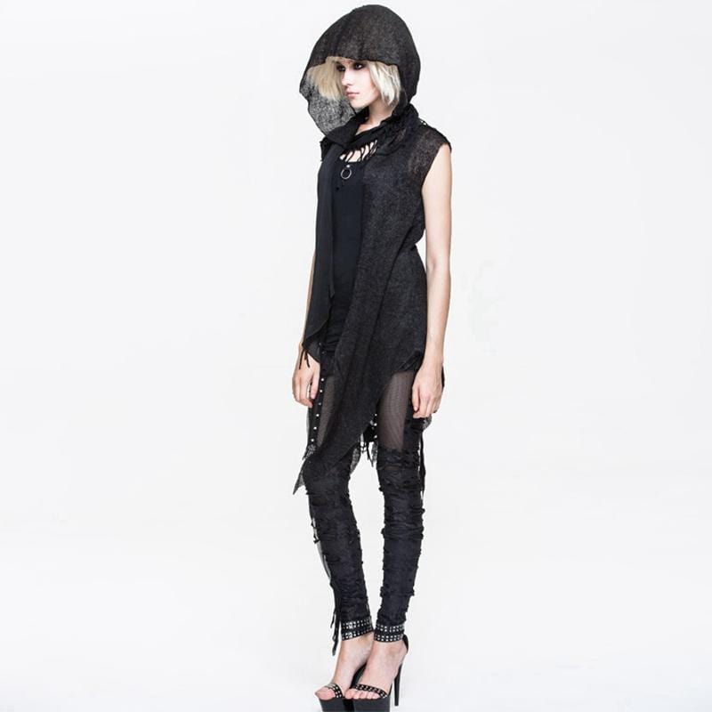Women's Distressed Cowl With Lacing