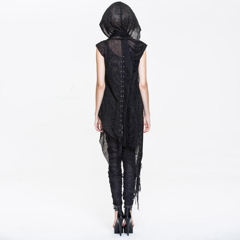 Women's Distressed Cowl With Lacing