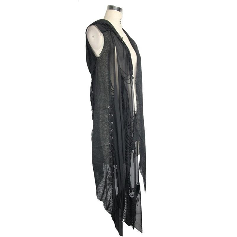 Women's Distressed Cowl With Lacing