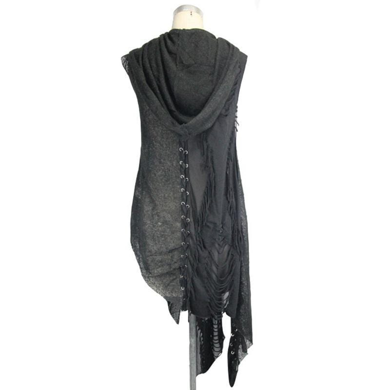 Women's Distressed Cowl With Lacing