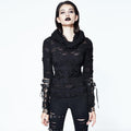 Women's Distressed Hooded Punk Goth Top