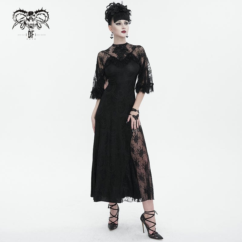 Women's Gothic Lace Splice Split Wedding Dress