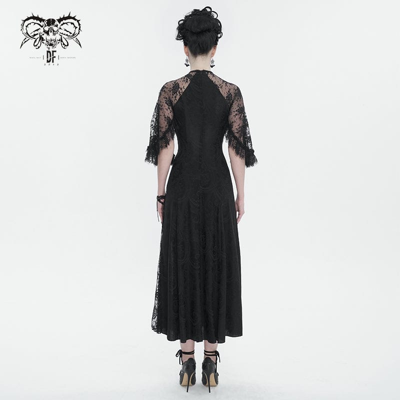 Women's Gothic Lace Splice Split Wedding Dress