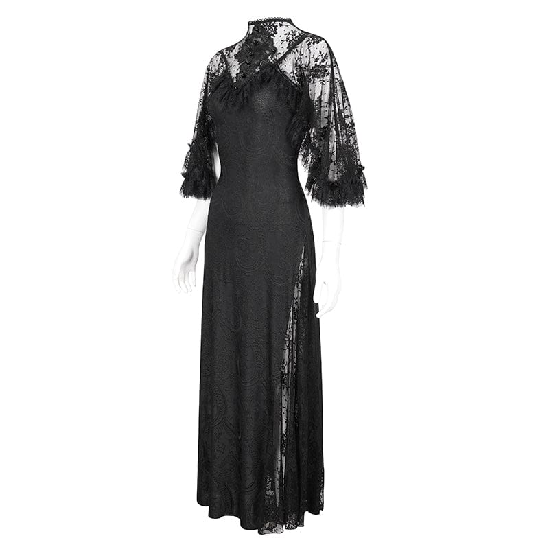 Women's Gothic Lace Splice Split Wedding Dress