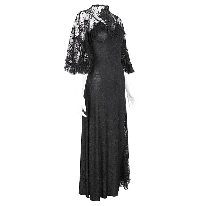 Women's Gothic Lace Splice Split Wedding Dress