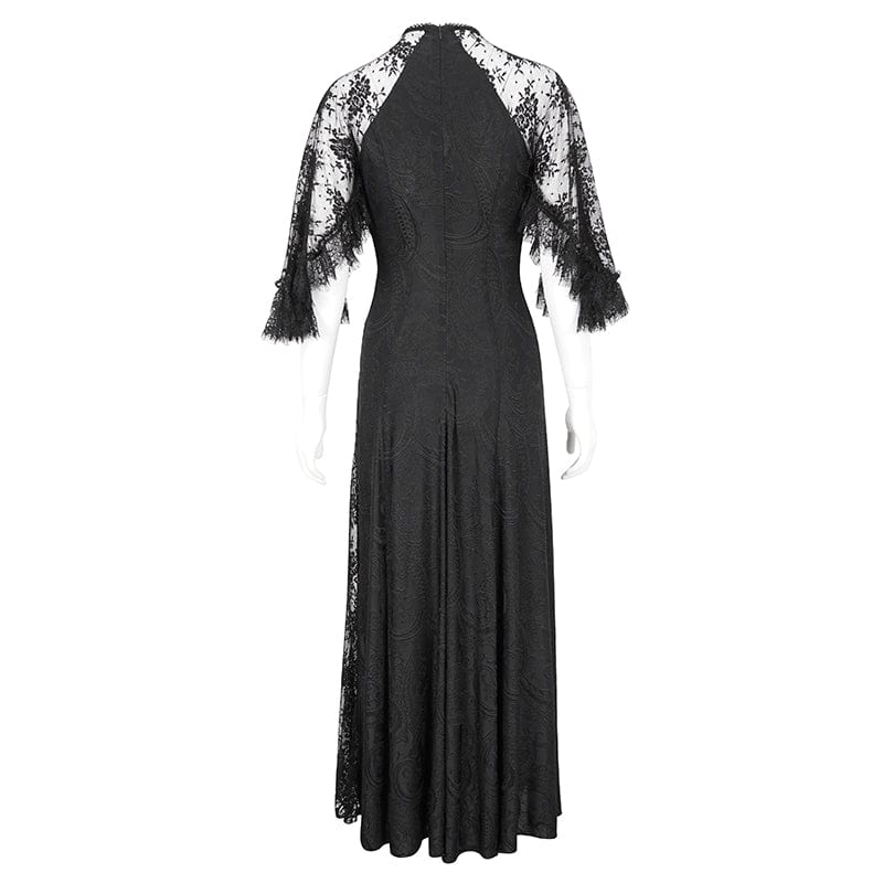 Women's Gothic Lace Splice Split Wedding Dress