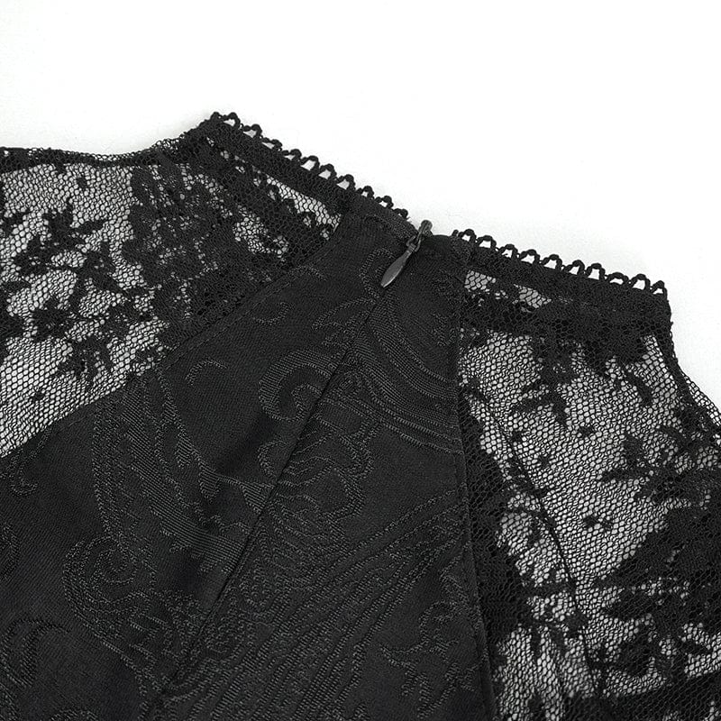 Women's Gothic Lace Splice Split Wedding Dress