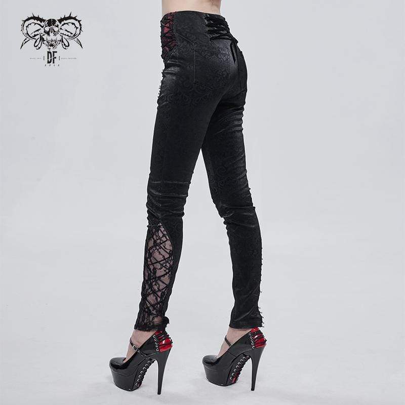 Women's Gothic Lace Splice Zipper Pants