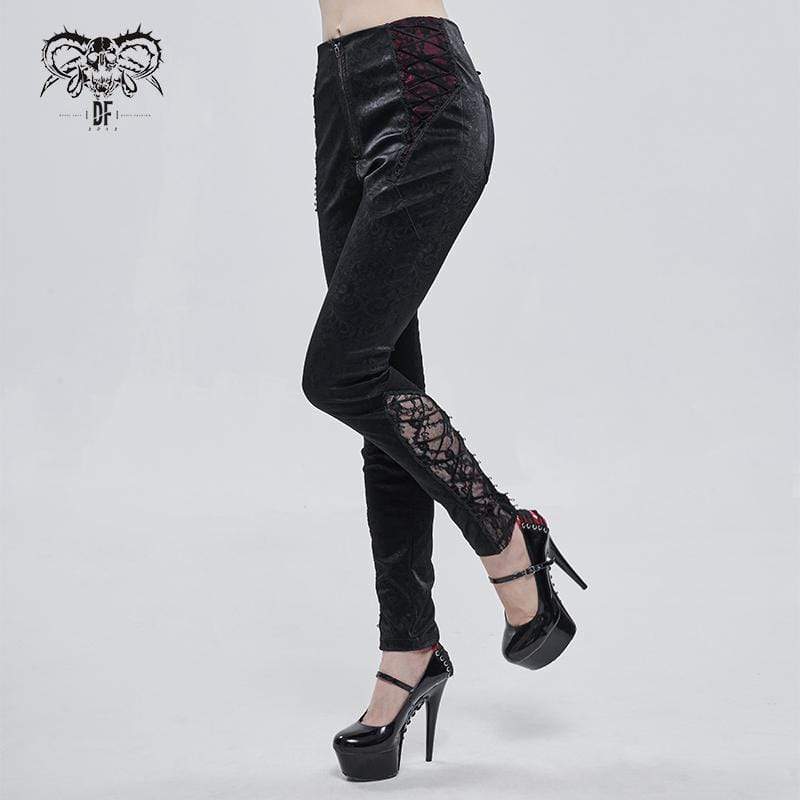 Women's Gothic Lace Splice Zipper Pants
