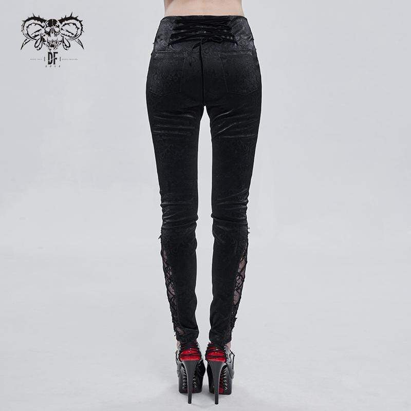 Women's Gothic Lace Splice Zipper Pants