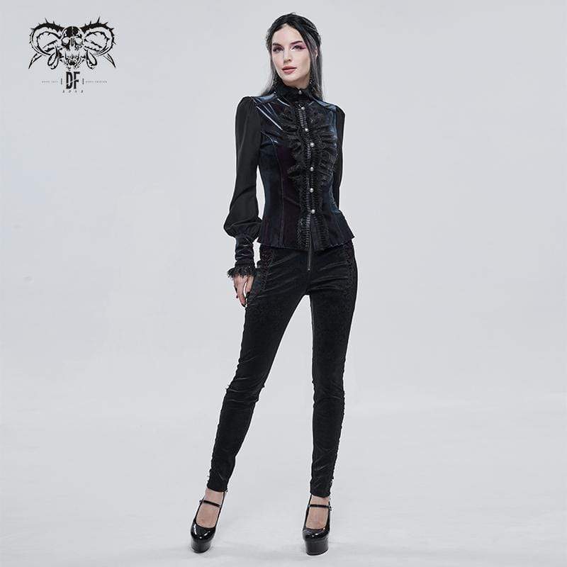 Women's Gothic Lace Splice Zipper Pants