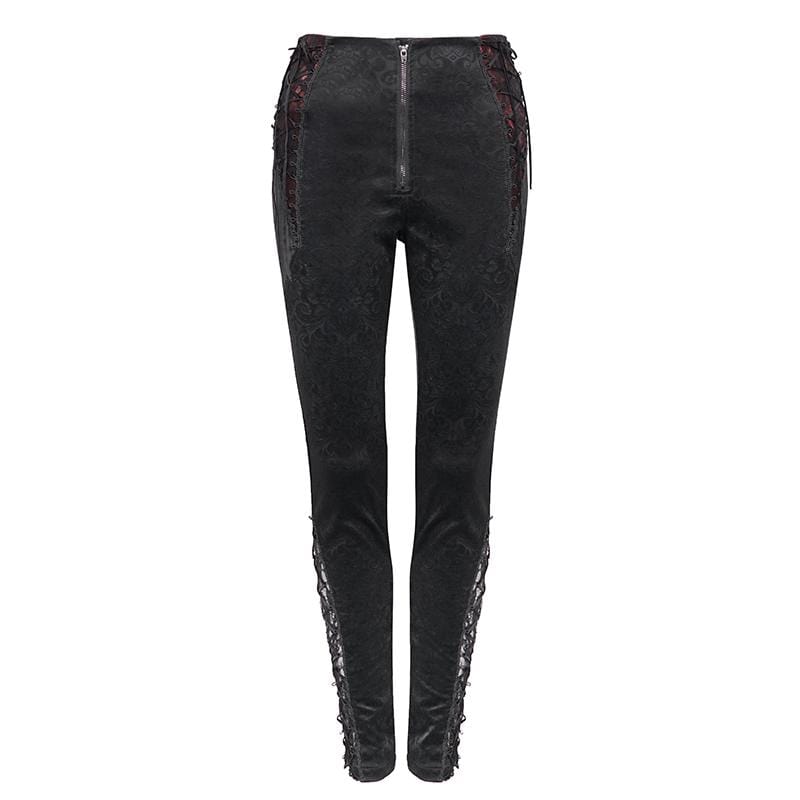 Women's Gothic Lace Splice Zipper Pants