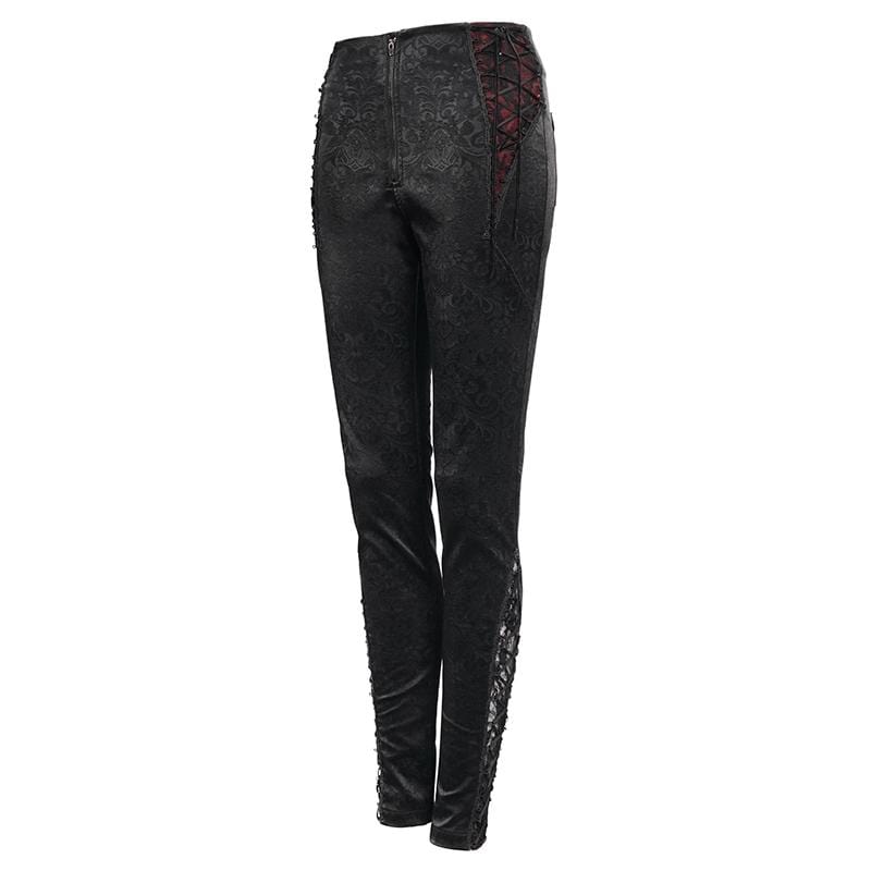 Women's Gothic Lace Splice Zipper Pants