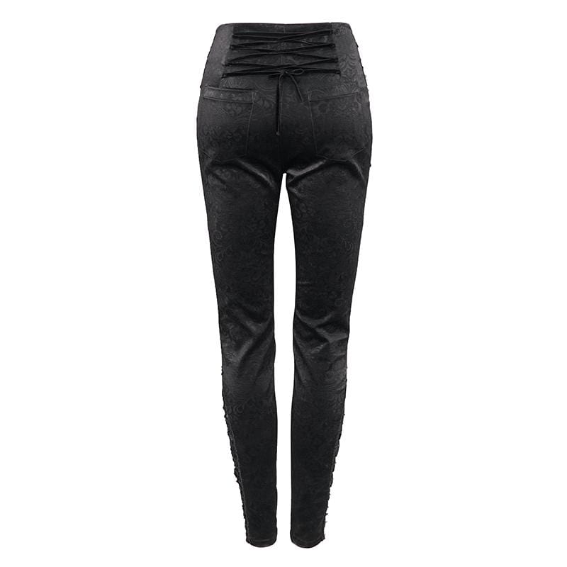 Women's Gothic Lace Splice Zipper Pants