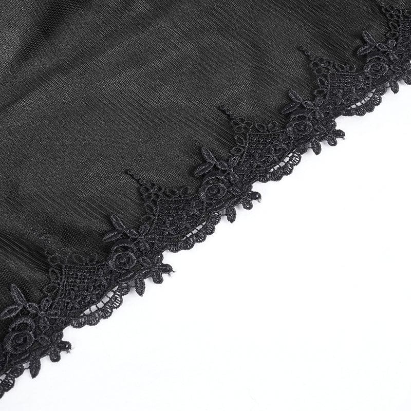 Women's Gothic Lace Tassels Mesh Cloak with Hood