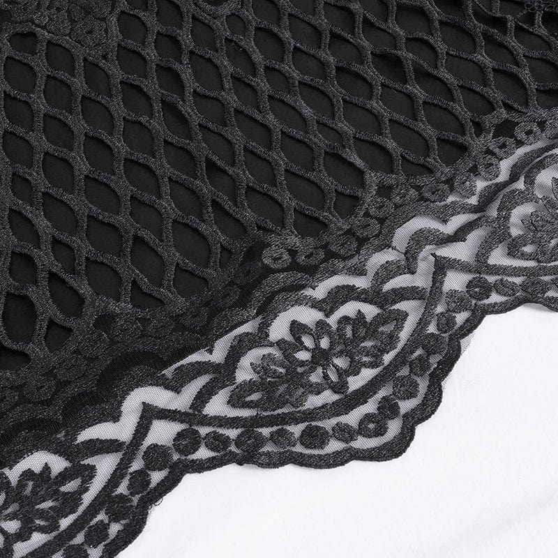 Women's Gothic Lace Tassels Mesh Cloak with Hood