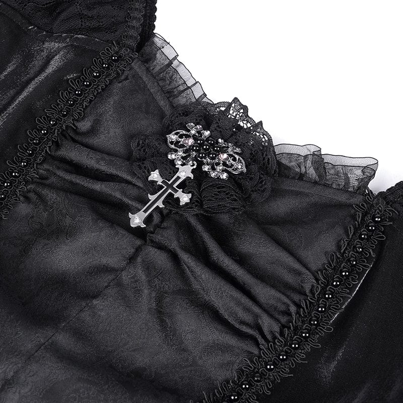 Women's Gothic Lace-up Halter Lace Irregular Hem Dress