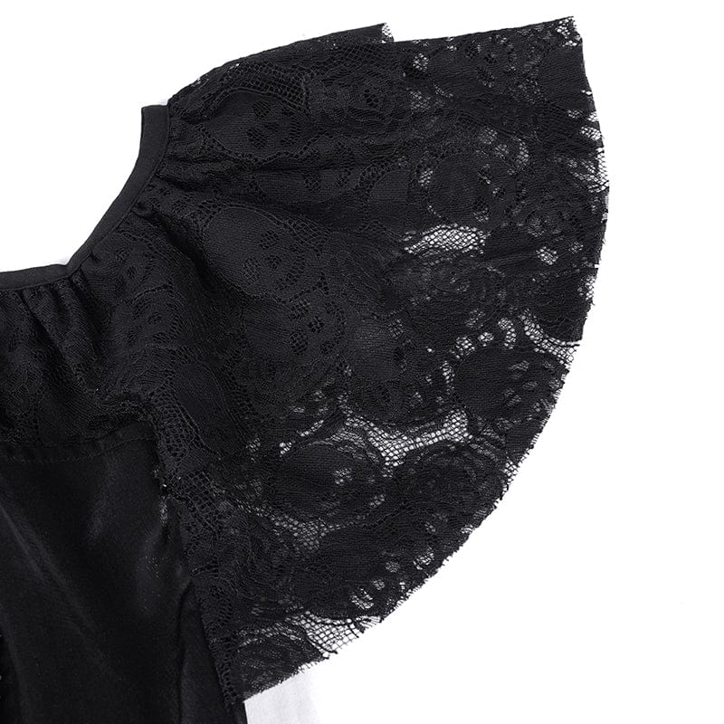 Women's Gothic Lace-up Halter Lace Irregular Hem Dress