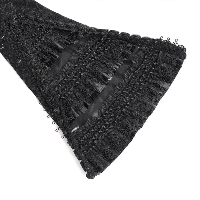 Women's Gothic Lace-up Turn-down Collar Flared Sleeved Jacket