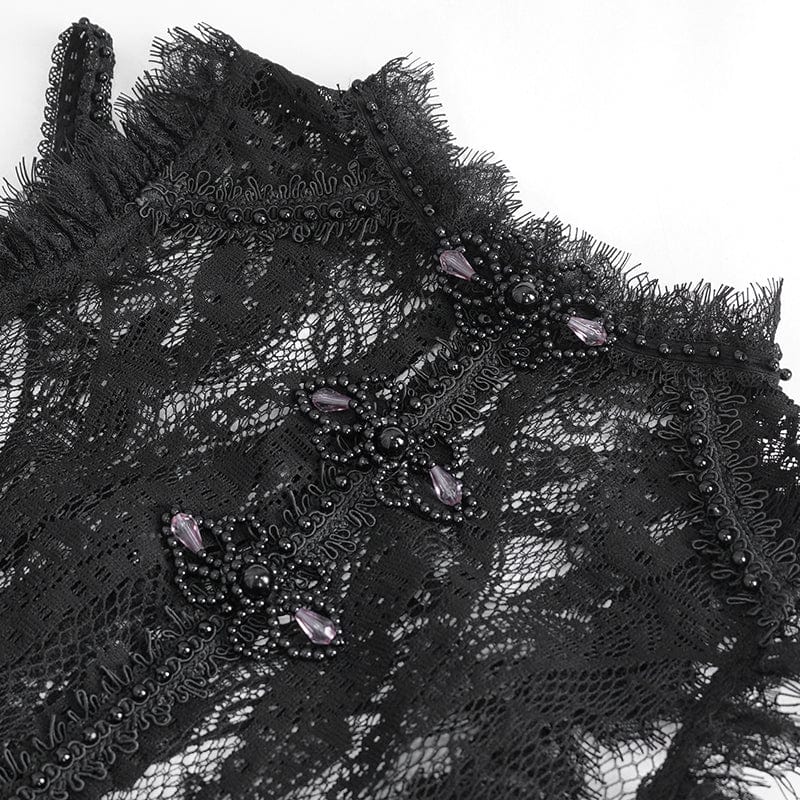 Women's Gothic Mesh Floral Crocheted Lace Top