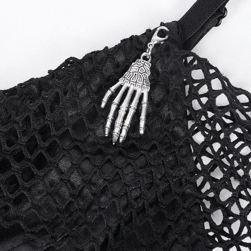 Women's Gothic Mesh Lace-up Irregular Slip Dress