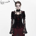 Women's Gothic Mesh Puff Long Sleeved Velvet Shirt Red
