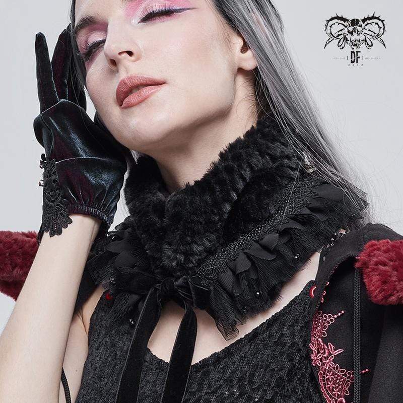 Women's Gothic Mesh Splice Strappy Scarf Black