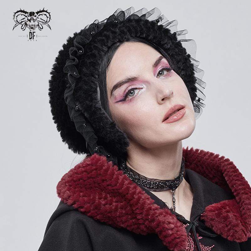 Women's Gothic Mesh Splice Strappy Scarf Black