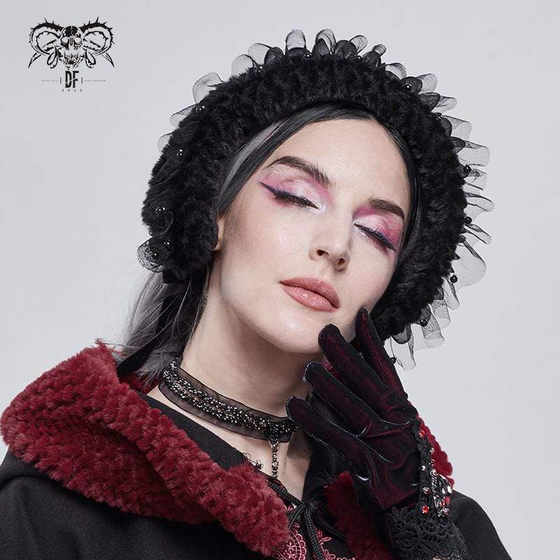 Women's Gothic Mesh Splice Strappy Scarf Black