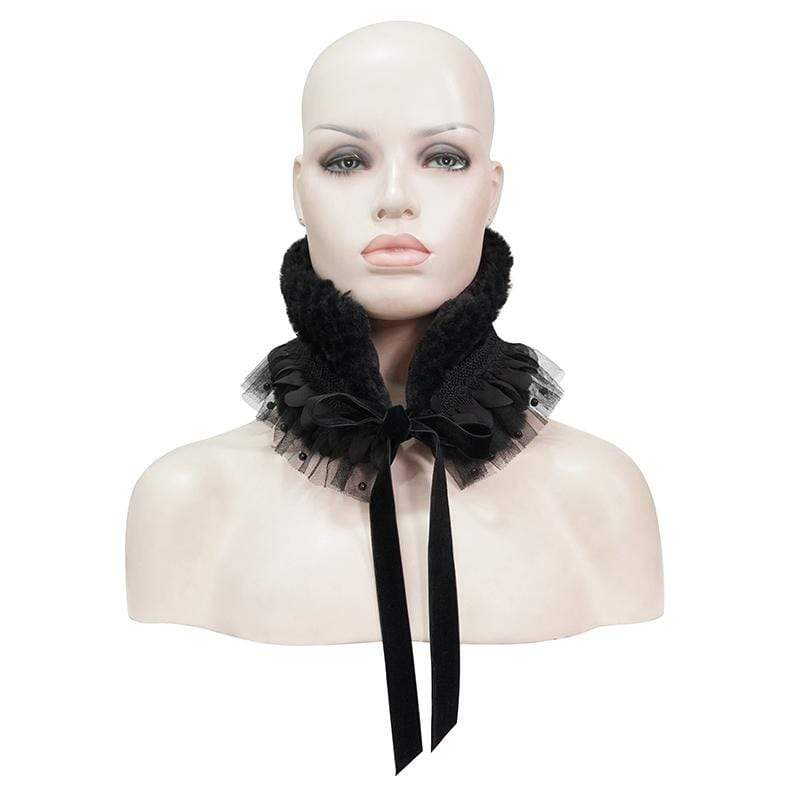 Women's Gothic Mesh Splice Strappy Scarf Black