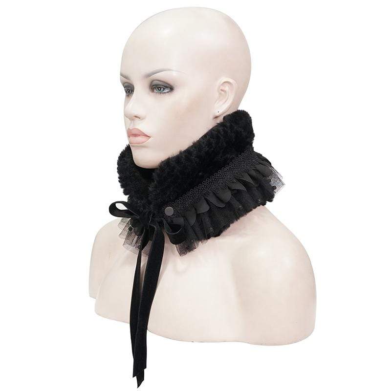 Women's Gothic Mesh Splice Strappy Scarf Black