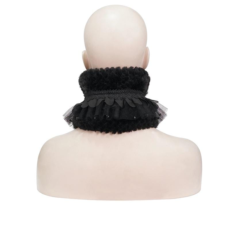 Women's Gothic Mesh Splice Strappy Scarf Black