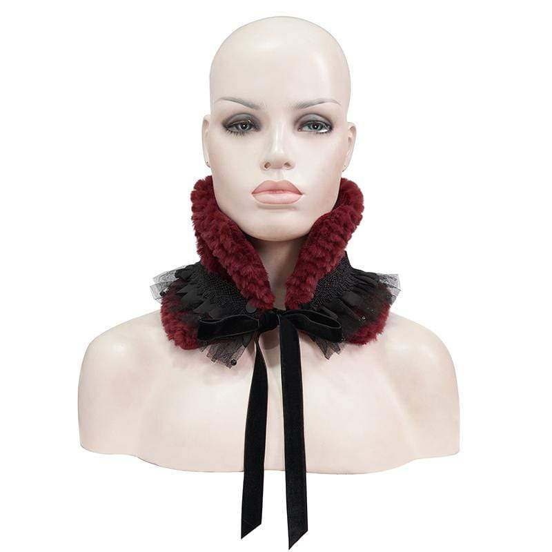 Women's Gothic Mesh Splice Strappy Scarf Red