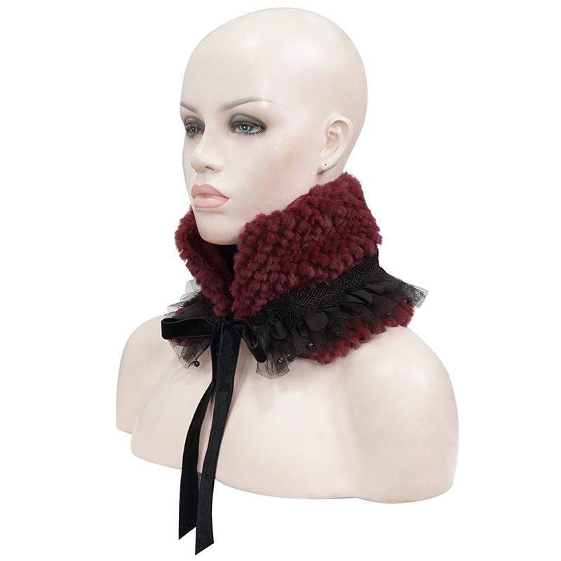 Women's Gothic Mesh Splice Strappy Scarf Red