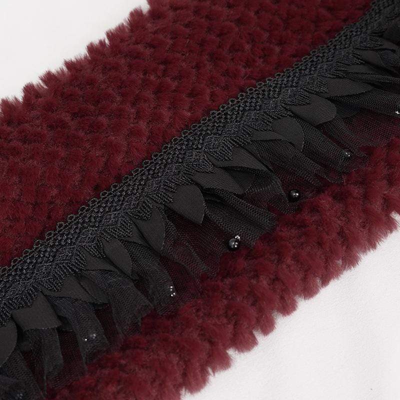 Women's Gothic Mesh Splice Strappy Scarf Red
