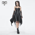 Women's Gothic Mesh Stud Faux Leather Hem Dress