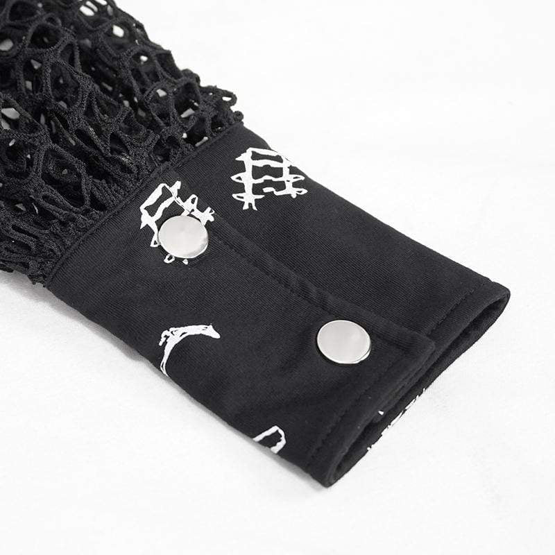 Women's Gothic Puff Sleeved Buckles Irregular Dress